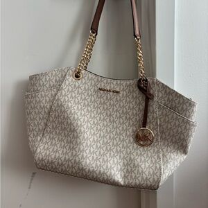 Michael Kors Cream and Gold Tote Bag